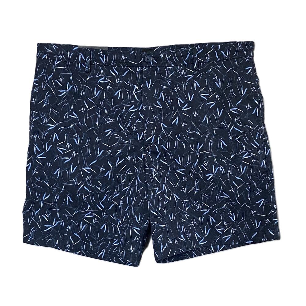 Boss Karlos Shorts Men's 38R Regular Fit Dark Blue Vine Print Stretch NEW